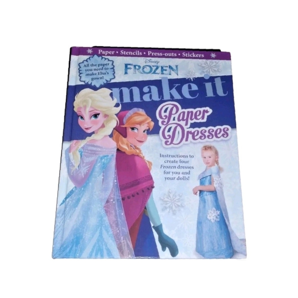 Disney Frozen DIY Paper Dress Making Craft Book Elsa Anna Stencils Stickers+ NEW